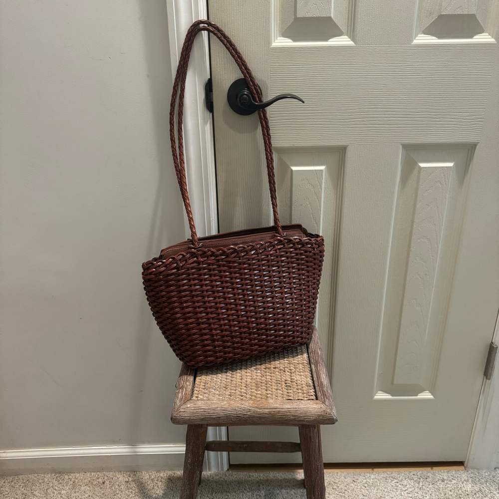 Vintage Brown Woven Tote Bag